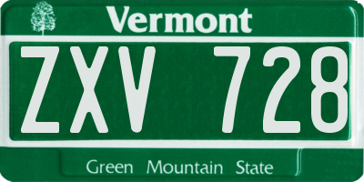 VT license plate ZXV728