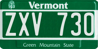 VT license plate ZXV730