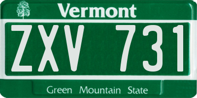 VT license plate ZXV731
