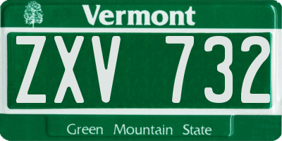 VT license plate ZXV732