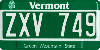 VT license plate ZXV749