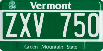 VT license plate ZXV750