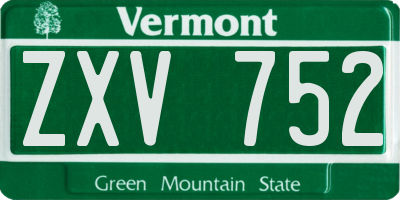 VT license plate ZXV752
