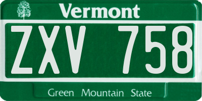 VT license plate ZXV758