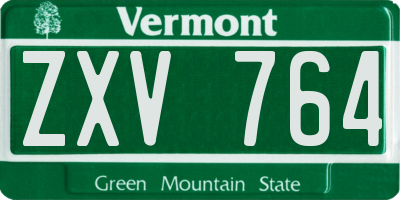 VT license plate ZXV764