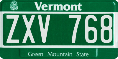 VT license plate ZXV768