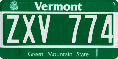VT license plate ZXV774