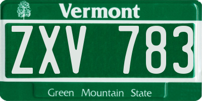 VT license plate ZXV783