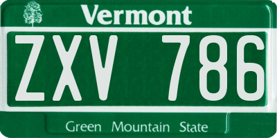 VT license plate ZXV786