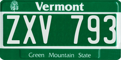 VT license plate ZXV793