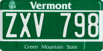 VT license plate ZXV798
