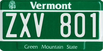 VT license plate ZXV801