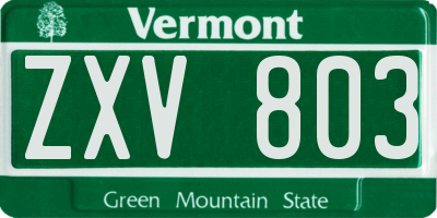 VT license plate ZXV803