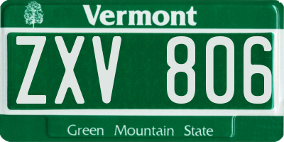 VT license plate ZXV806