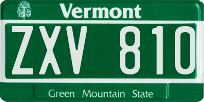 VT license plate ZXV810