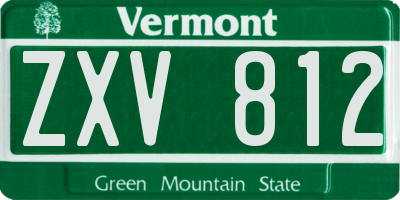 VT license plate ZXV812