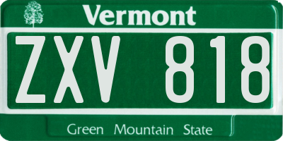 VT license plate ZXV818