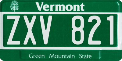 VT license plate ZXV821