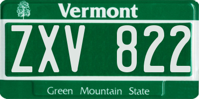 VT license plate ZXV822