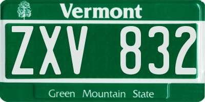 VT license plate ZXV832
