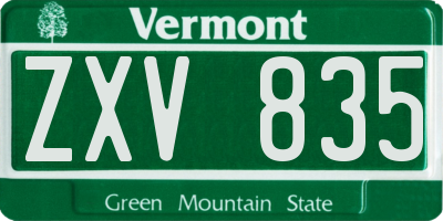 VT license plate ZXV835