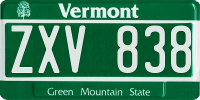 VT license plate ZXV838
