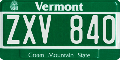 VT license plate ZXV840