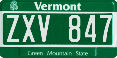 VT license plate ZXV847