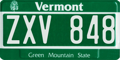 VT license plate ZXV848