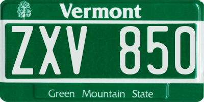 VT license plate ZXV850