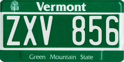 VT license plate ZXV856