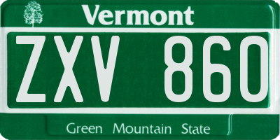 VT license plate ZXV860