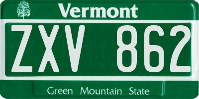 VT license plate ZXV862