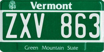 VT license plate ZXV863