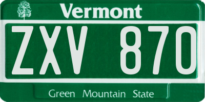 VT license plate ZXV870