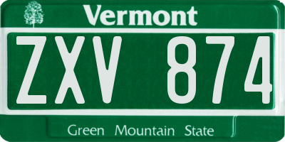 VT license plate ZXV874