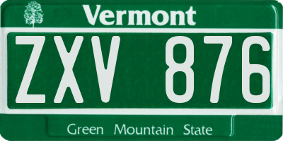 VT license plate ZXV876