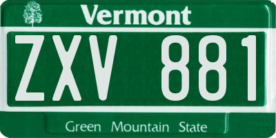 VT license plate ZXV881
