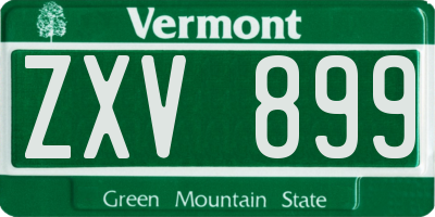 VT license plate ZXV899