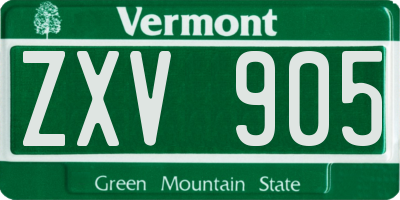 VT license plate ZXV905