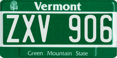 VT license plate ZXV906