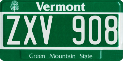 VT license plate ZXV908