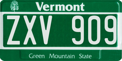 VT license plate ZXV909