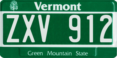 VT license plate ZXV912