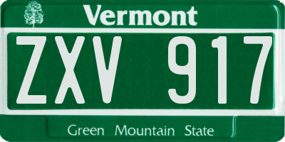 VT license plate ZXV917