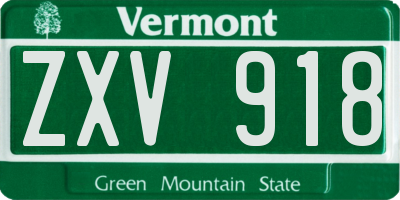 VT license plate ZXV918