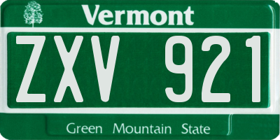 VT license plate ZXV921