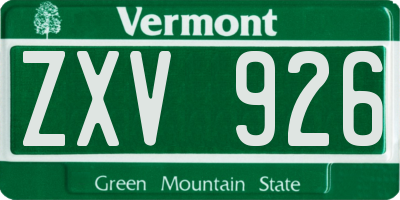 VT license plate ZXV926