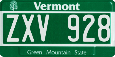 VT license plate ZXV928
