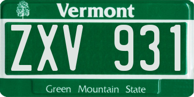 VT license plate ZXV931